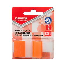 Zakładki indeksujące OFFICE PRODUCTS, PP, 25x43mm, 1x50 kart., blister, pomarańczowe