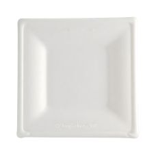 Talerz papierowy z trzciny cukrowej biały kwadratowy 26,2 x 26,2 cm 50 sztuk