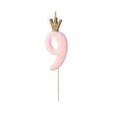 Świeczka Urodzinowa Cyferka 9 Jasnoróżowa, Wysokość 9.5 cm