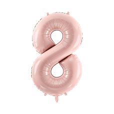 Balon Foliowy Cyfra Osiem Jasnoróżowy 72cm