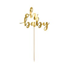 Topper na tort "Oh baby" złoty 25 cm