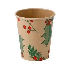 Kubek papierowy kraft dwuściankowy z dyspersją wzór Christmas 250 ml śr. 80 mm 50 szt.