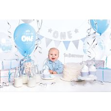 Zestaw Dekoracji Urodzinowych 1st Birthday - Srebrny