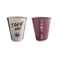 Kubek papierowy dyspersyjny z nadrukiem Take me 250 ml średnica 80 mm 50 sztuk
