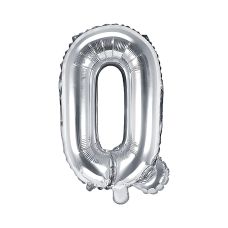 Balon Foliowy Litera Q Srebrny, 35 cm, do Powietrza