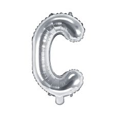 Balon Foliowy Litera C Srebrny Metalizowany 35cm do Powietrza