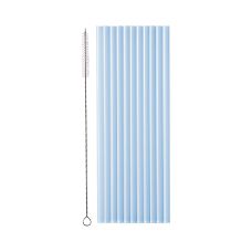 Słomki Plastikowe Wielokrotnego Użytku Błękitne 23 cm (12 sztuk)