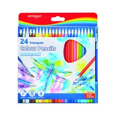 Kredki akwarelowe KEYROAD rozpuszczalne w wodzie 3 mm 24 sztuki mix kolorów