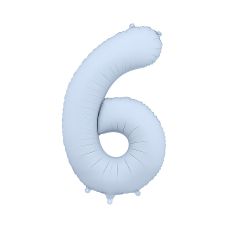 Balon Foliowy Cyfra 6 Mglisty Niebieski Matowy 86cm
