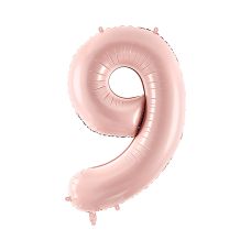 Balon Foliowy Cyfra 9 Jasnoróżowy 72cm