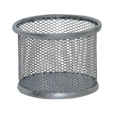 Pojemnik na przybory biurowe Q-CONNECT Office Set metalowy srebrny 90x68mm