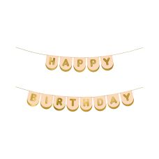 Baner Urodzinowy Happy Birthday Konie Jasnoróżowy Złoty Papierowy 13x150 cm