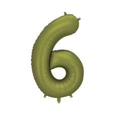 Balon Foliowy Cyfra 6 Oliwkowy 86cm