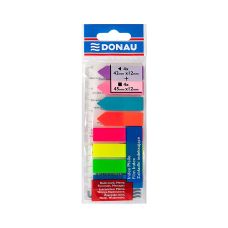 Zakładki indeksujące DONAU, PP, 12x45mm/12x42mm, stand. /strzałka, 4x25/4x25 kart., mix kolorów