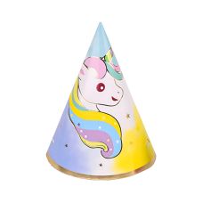 Czapki urodzinowe PARTY GO Unicorn z motywem jednorożca, 20 cm, 6 sztuk