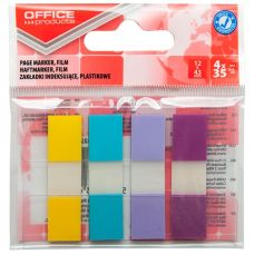 Zakładki indeksujące OFFICE PRODUCTS, PP, 12x43mm, 4x35 kart., zawieszka, mix kolor&oacute;w pastel