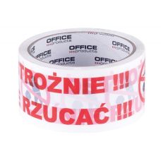 Taśma pakowa PP "Ostrożnie nie rzucać" biała 48mm x 50y 36mic 1szt.