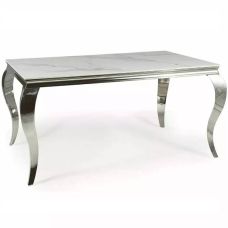 Stół ceramiczny Prince Calacatta biały chrom 180x90 Signal
