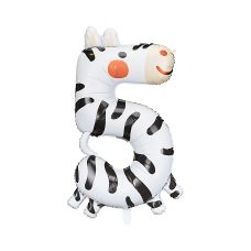 Balon Foliowy Cyfra 5 Zebra, 68x98 cm, do Powietrza i Helu