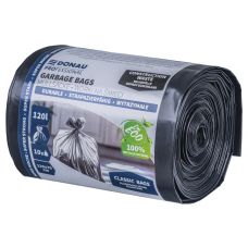 Worki na śmieci DONAU PROFESSIONAL, wytrzymałe, super mocne, budowlane, 120l, 10 szt., czarne