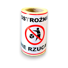 Etykieta ostrzegawcza "Ostrożnie, nie rzucać" 100x100 mm papierowa 100 szt./rolka
