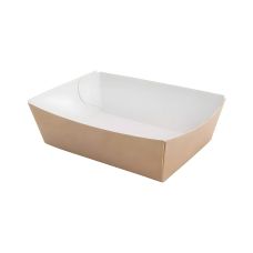 Tacka papierowa głęboka kraft brązowa 9 x 6 x 3 cm 100 sztuk jednorazowa do cateringu