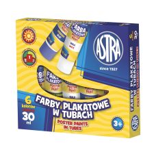 Farby plakatowe zestaw 6 kolorów w tubach 30 ml