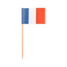 Wykałaczki bankietowe z flagą Francji papierowe długość 8 cm opakowanie 500 sztuk