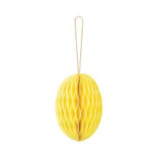 Dekoracja Papierowa Honeycomb Jajko Żółte 12 cm
