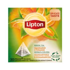 Herbata Lipton zielona, smak mandarynka i pomarańcza, piramidki, 20 szt.