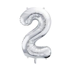 Balon Foliowy Cyfra 2 Srebrny 86cm