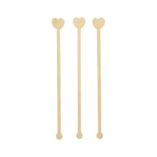 Mieszadełko do drinków bambusowe wzór Heart 20 cm opakowanie 100 sztuk