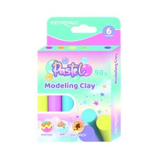 Plastelina KEYROAD okrągła pastelowa 6x15g zestaw 6 kolorów w pudełku