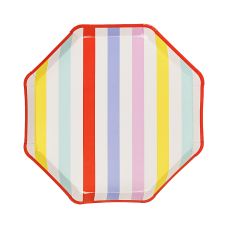 Talerzyki Papierowe Paski 24.5x24.5 cm - Opakowanie 6 szt.