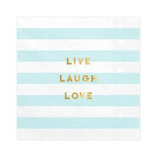 Serwetki papierowe Yummy Live Laugh Love jasnoniebieskie 33x33cm 20 sztuk