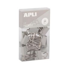 Klipy do dokumentów APLI Up North, 19 mm, szare, 15 sztuk w pudełku