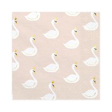 Serwetki Papierowe Lovely Swan Beżowe z Nadrukiem 33x33 cm 20 sztuk