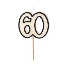 Świeczka Urodzinowa Liczba 60 Biało-Czarna 5,5cm