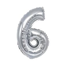 Balon foliowy cyfra 6 srebrny 80 cm