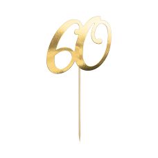Topper na tort "60" złoty 21cm