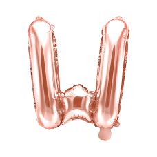 Balon Foliowy Litera W Różowe Złoto 35cm
