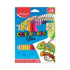 Kredki Colorpeps Star trójkątne 36 kolorów pud. z zaw.