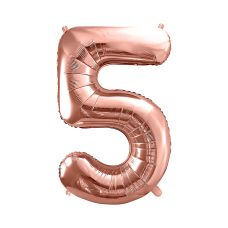 Balon Foliowy Cyfra 5 Różowe Złoto 86cm