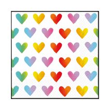 Serwetki 3-war. rainbow hearts 33cmx33cm 20 szt.