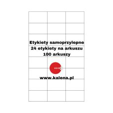 Etykiety samoprzylepne A4 bez nadruku 70x37 mm 24 na arkuszu - opakowanie 100 szt.