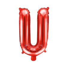 Balon Foliowy Litera U Czerwony 35cm do Powietrza