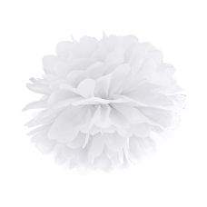 Pompon Bibułowy Biały Dekoracyjny 25 cm