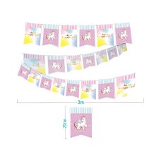 Girlanda dekoracyjna PARTY GO Unicorn pastelowa z motywem jednorożca 3 metry
