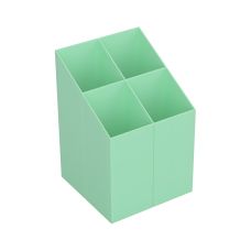 Przybornik na biurko ICO kwadratowy plastikowy 4 komory pastelowy zielony