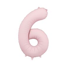 Balon Foliowy Cyfra 6 Jasnoróżowy Matowy 86cm